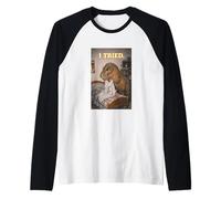 T-Rex Making Bed I Tried Funny Dinosaur Humour Manche Raglan
