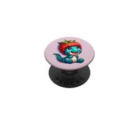 T-Rex Mignon Dinosaure avec Chapeau Fraise PopSockets PopGrip Adhésif