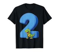 T Rex Numéro 2 Anniversaire Dinosaure Fête Enfant Dinosaure Bleu T-Shirt Graphique avec Valeur