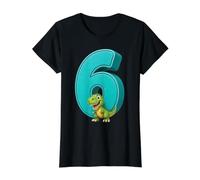 T Rex Numéro 6 Anniversaire Dinosaure Fête Enfant Dinosaure Bleu T-Shirt Graphique avec Valeur
