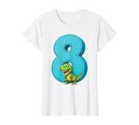 T Rex Numéro 8 Dinosaure Fête d'anniversaire pour Enfant Dinosaure Bleu T-Shirt Graphique avec Valeur