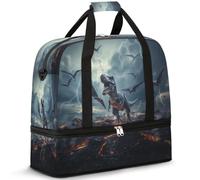 T-rex Sac de voyage dinosaure pour homme et femme, sac de week-end, sac fourre-tout pliable et séparé, 47 l pour sport, gym, yoga, couleur, 47 L, Organiseur de sac