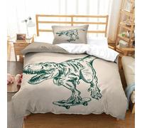 T-Rex Skateboard Parure De Lit Fermeture À Glissière, Microfibre Douce Literie, Confortable Dino cartoonee Housse De Couette Single(135x200cm) Respirant Luxe Linge De Lit