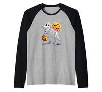 T-Rex Squelette Halloween Nuit Citrouille Seau Chauve-Souris Moon Fun Manche Raglan