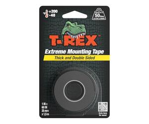 T-Rex Tape Extreme Hold Ruban de montage double face robuste noir, peut contenir jusqu'à 50 lb, 25 mm x 1,5 m