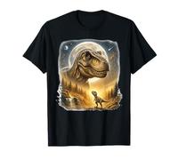 T-Rex Under Moon Cool Dinosaur Fantasy Art Kids Boys Dino T-Shirt