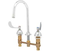 T & S Laiton B-2850-wh4 LAV robinet, centres de corps encastré, 20,3 cm, cartouches de compression, 10,2 cm poignet Action Poignées, rigide col de cygne