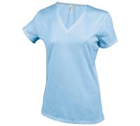Kariban - T-Shirt à Manches Courtes et col en V - Femme (XL) (Bleu Ciel)
