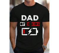 T-shirt 100% coton "Daddy Low Battery, Dad Of Three, Happy Father's Day" pour femmes et hommes, t-shirt graphique décontracté L,M,S,XL,XXL,XXXLCoton