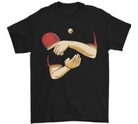 T-shirt 100 % coton pour homme Motif mains de ping-pong, Noir , M