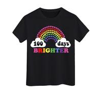 T-shirt « 100 Days of School » pour garçons et filles dans mes 100 jours - T-shirt imprimé « Happy 100th Day of School » - Hauts décontractés pour enfants, Noir , 12-13 ans