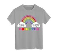 T-shirt « 100 Days of School » pour garçons et filles dans mes 100 jours - T-shirt imprimé « Happy 100th Day of School » - Hauts décontractés pour enfants, gris, 12-13 ans