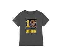 T-shirt 12ème anniversaire motifs c-3po et chewbacca style espace coton star wars charbon 12/13A