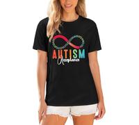 T-shirt 2026 avec graphique de sensibilisation au sujet et t-shirt confortable à col rond doux pour adultes, adapté aux besoins sensoriels, vêtements décontractés, Noir , XS