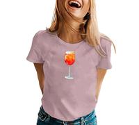 T-shirt 2026 pour femme - T-shirt de cocktail amusant avec graphique pour une mode décontractée - Un haut amusant et doux et confortable pour tout le monde avec un imprimé unique., Violet clair, XL