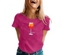 T-shirt 2026 pour femme - T-shirt de cocktail amusant avec graphique pour une mode décontractée - Un haut amusant et doux et confortable pour tout le monde avec un imprimé unique., Rose, S