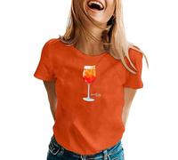 T-shirt 2026 pour femme - T-shirt de cocktail amusant avec graphique pour une mode décontractée - Un haut amusant et doux et confortable pour tout le monde avec un imprimé unique., Orange, L