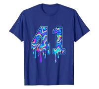 T-Shirt 41 Homme Femme Graphique Multicolore Effet Peinture Coulante Style Street Art Numero Impression Manches Courtes Col Rond Coupe Decontractee Look Urbain Sport Casual Ado Adulte Cadeau Numero