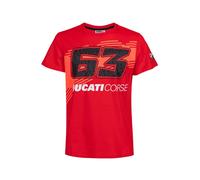 T-Shirt 63 Ducati Corse Dual Pecco Bagnaia Moto Gp Officiel Homme Rouge
