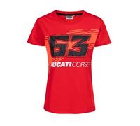 T-Shirt 63 Ducati Corse Pecco Bagnaia Moto GP Officiel Femme Taille Unique Rouge XS