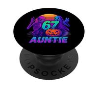 T-Shirt 67 Auntie Halloween Mème Squelette Citrouille Fantôm PopSockets PopGrip Adhésif