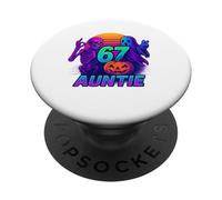 T-Shirt 67 Auntie Halloween Mème Squelette Citrouille Fantôm PopSockets PopGrip Adhésif