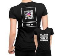 T-shirt à capuche avec code QR - Insta Scan Scoalmedia - Augmentez vos followers avec un Instagram QR Scan personnalisé rapide et une inscription amusante, Femme Noir, M
