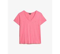T-shirt Ã col en V brodÃ©e femme Superdry Slub Rose XS
