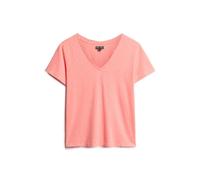 Superdry Studios Slub Embroidered Short Sleeve V Neck T-shirt Rose M Femme