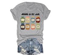 T-shirt à col en V Jesus is My Jam et I'm Here to Spread It, Gris-1., 3XL