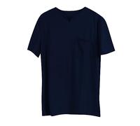 T-shirt à col en V pour homme - Polo à manches courtes pour homme - Sweat rafraîchissant - T-shirt décontracté à manches courtes en coton décontracté pour adulte, bleu marine, L