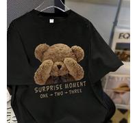 T-shirt à col ras-du-cou à manches courtes, collection printemps/été nouvelle, imprimé du logo dessin animé ours minimaliste pour filles préadolescentes 6Y,7Y,8Y,9Y,10Y,4Y,5Y,14Y,11Y,12Y,13YAnimal,Car
