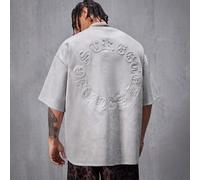 T-shirt à col ras du cou à manches courtes pour hommes, décontracté, en suède à couche d'air embossé, ample à épaules tombantes, pour l'été, streetwear décontracté L,M,S,XL,XS,XXL,XXS,XXXL,XXXXLTissu 