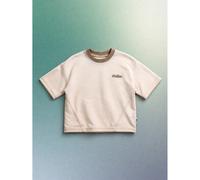 T-shirt à col ras-du-cou pour garçons avec texture lavée, manches courtes et logo brodé de studios. Top décontracté pour tous les jours, printemps-été 6Y,7Y,4Y,5YBlocs de couleur,LettresPolyester