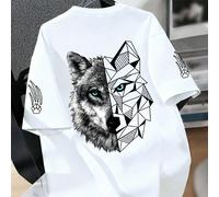 T-shirt à col rond à manches courtes avec imprimé de patte de loup pour préadolescents, nouvelle mode d'été 6Y,7Y,8Y,9Y,10Y,4Y,5Y,14Y,11Y,12Y,13Y,16Y,15YAnimal,GéométriquePolyester