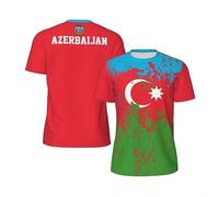T-Shirt à col Rond à Manches Courtes pour Homme - Imprimé Drapeau Azerbaïdjan, T-Shirts de évacuation de l'humidité Séchage Rapide, Tee de Sport Léger