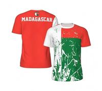 T-Shirt à col Rond à Manches Courtes pour Homme - Imprimé Drapeau Madagascar, T-Shirts de évacuation de l'humidité Séchage Rapide, Tee de Sport Léger