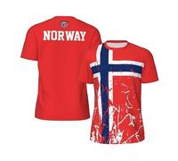 T-Shirt à col Rond à Manches Courtes pour Homme - Imprimé Drapeau Norvège, T-Shirts de évacuation de l'humidité Séchage Rapide, Tee de Sport Léger