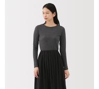 T-shirt à col rond en coton et cachemire pour femme Gris Moyen L