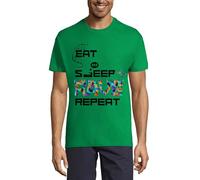 T-shirt à col rond en coton pour homme avec inscription « Eat Sleep Rave Repeat Party Dance », vert kelly, M