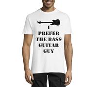 T-shirt à col rond en coton pour homme avec inscription « I Prefer The Bass Guitar Guy » - Blanc, blanc, M