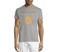 T-shirt à col rond en coton pour homme avec slogan amusant « The Internet is Down » - Gris, gris, XS