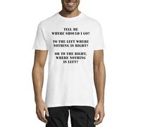 T-shirt à col rond en coton pour homme avec slogan « Where Should I Go » Blanc, blanc, S