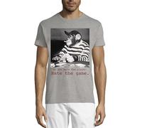 T-shirt à col rond en coton pour homme « Do Not Hate The Player Hate The Game » Gris, gris, L