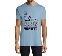 T-shirt à col rond en coton pour homme « Eat Sleep Rave Repeat Party Dance » - Bleu clair, bleu clair, L