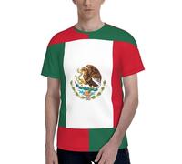 T-shirt à col rond et coupe moderne avec motif drapeau du Mexique, chemise décontractée douce, manches courtes, confortable à porter au quotidien, Noir , XL
