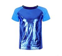 T-shirt à col rond et manches courtes pour homme avec couche supérieure brillante destinée aux environnements de fête et de club (M bleu)