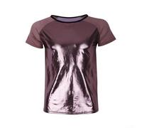 T-shirt à col rond et manches courtes pour homme avec couche supérieure brillante destinée aux fêtes et aux clubs (S marron)