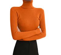 T-shirt à col roulé pour femme - Manches longues côtelées - Couleur unie - Pull basique à col roulé - Sous-vêtement décontracté - Haut esthétique Y2K Crop Top, RD4, taille unique