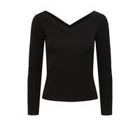 T-shirt Ã col V Ã©paules dÃ©nudÃ©es manches longues femme Pieces Maliva Noir XS